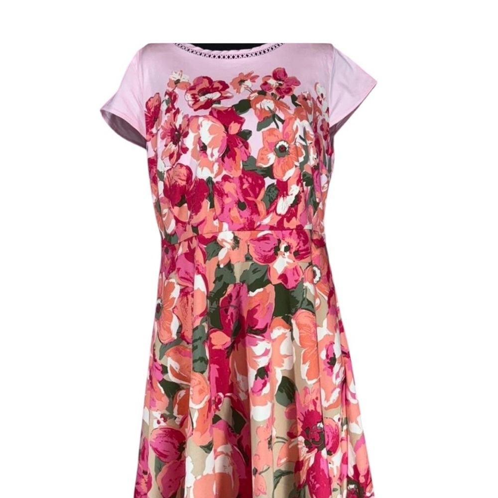 Isaac Mizrahi Pink & Coral Floral A-Line Dress